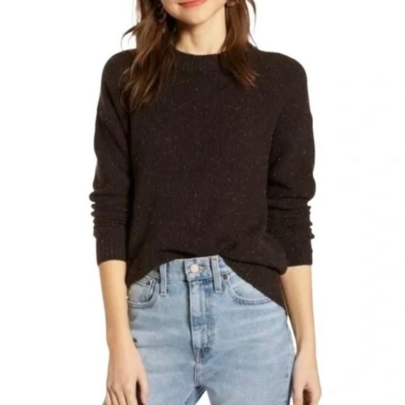 𝅺something Navy Brown Speckled Sweater Size Medium - Picture 1 of 5